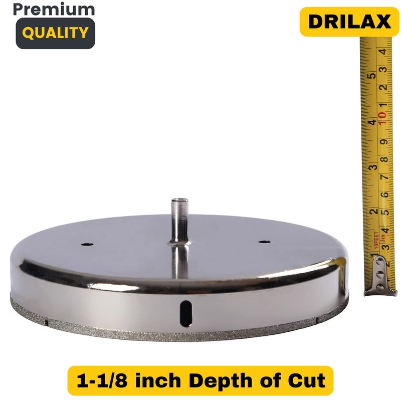 Drilax 7.5 Inch Diamond Hole Saw | Solid Steel Core Bit for Toilet Flanges, Large Floor Drains, Tile, Granite & Glass | 3/8" Shank - Image 3